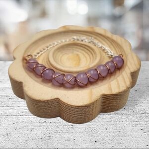 Handmade Wire-wrapped Elegant Purple Adjustable Beaded Bracelet